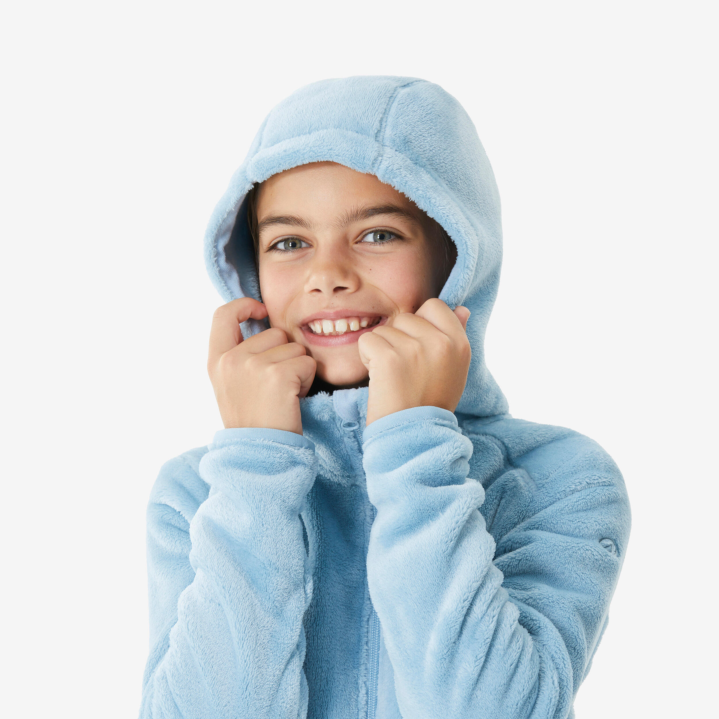 Kids’ Warm Hiking Fleece Jacket - MH500 Blue Grey (7-15 Yrs)