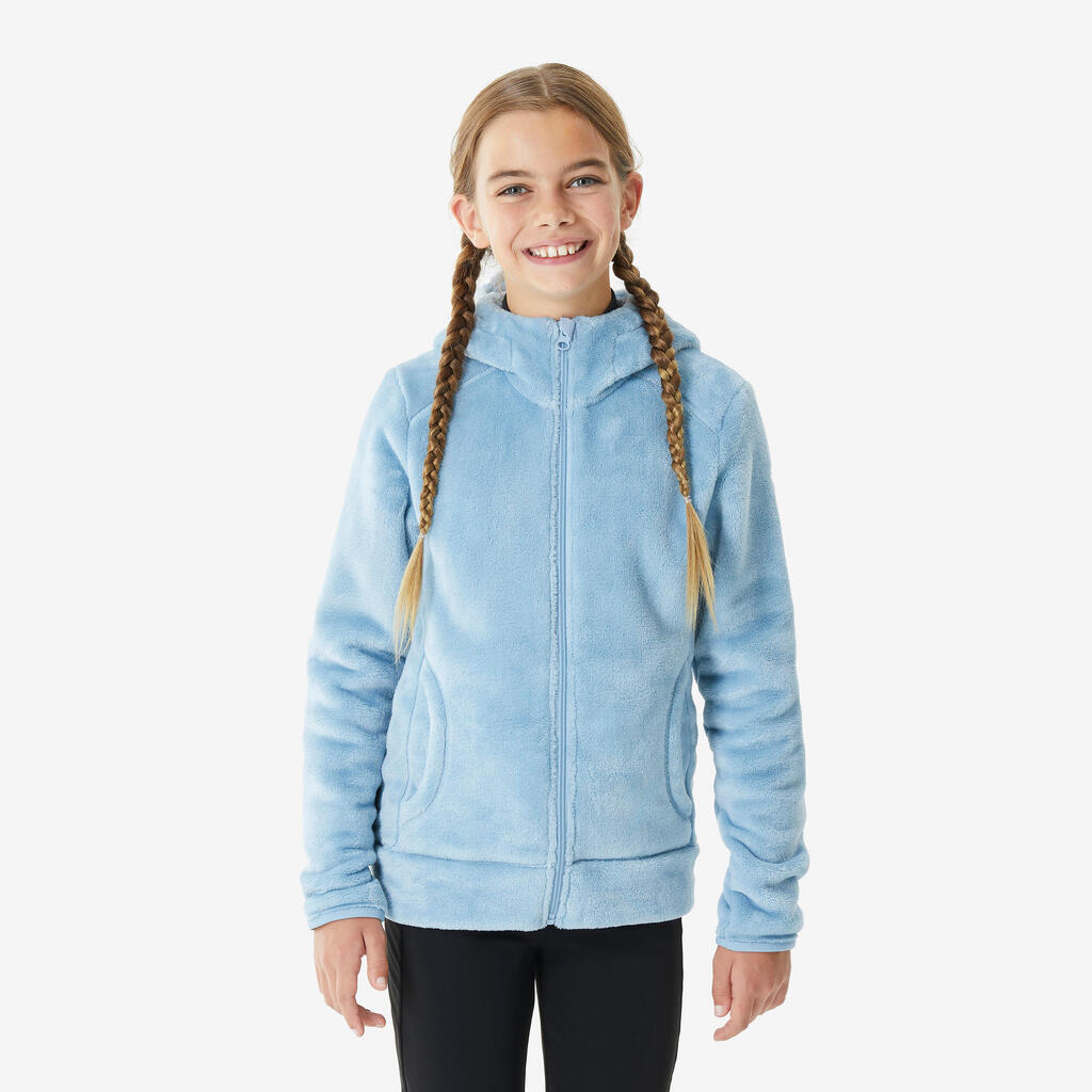 Ζεστή fleece ζακέτα πεζοπορίας ΜΗ500 για παιδιά 7-15 ετών - Γκρι/Μπλε