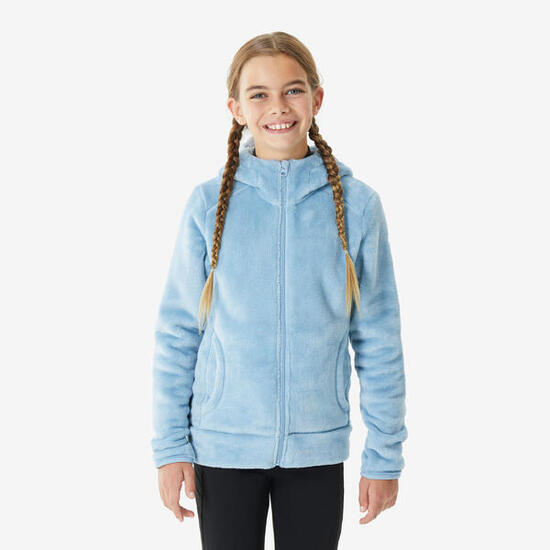 Veste polaire chaude de randonnée enfant 7-15 ans, NH500 zip bleu