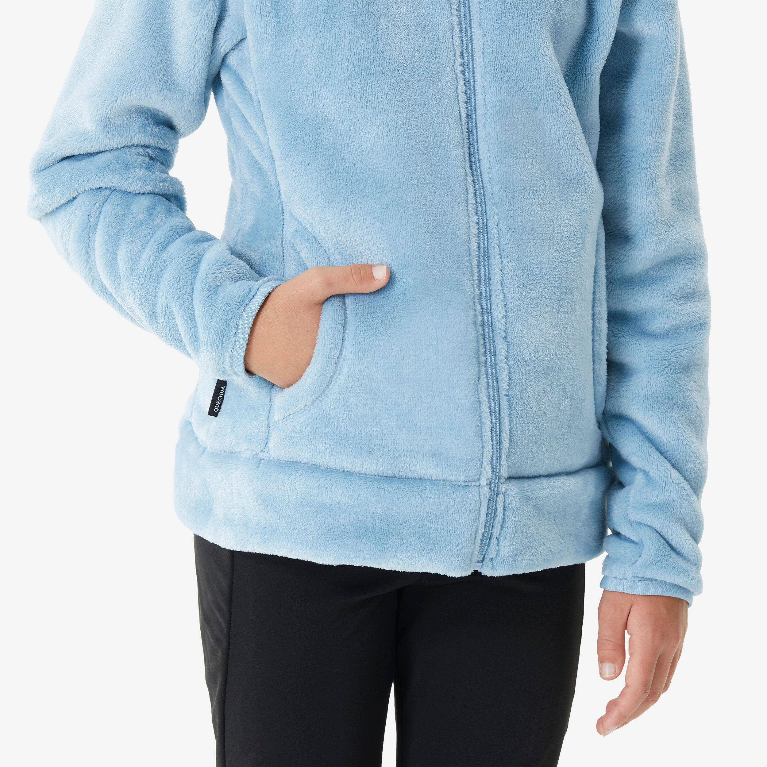 Kids’ Warm Hiking Fleece Jacket - MH500 Blue Grey (7-15 Yrs) -  5