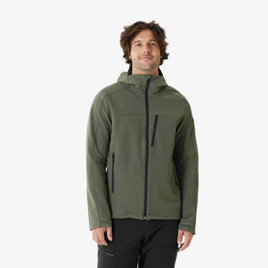 Men’s windproof softshell trekking jacket, MT500 - Khaki
