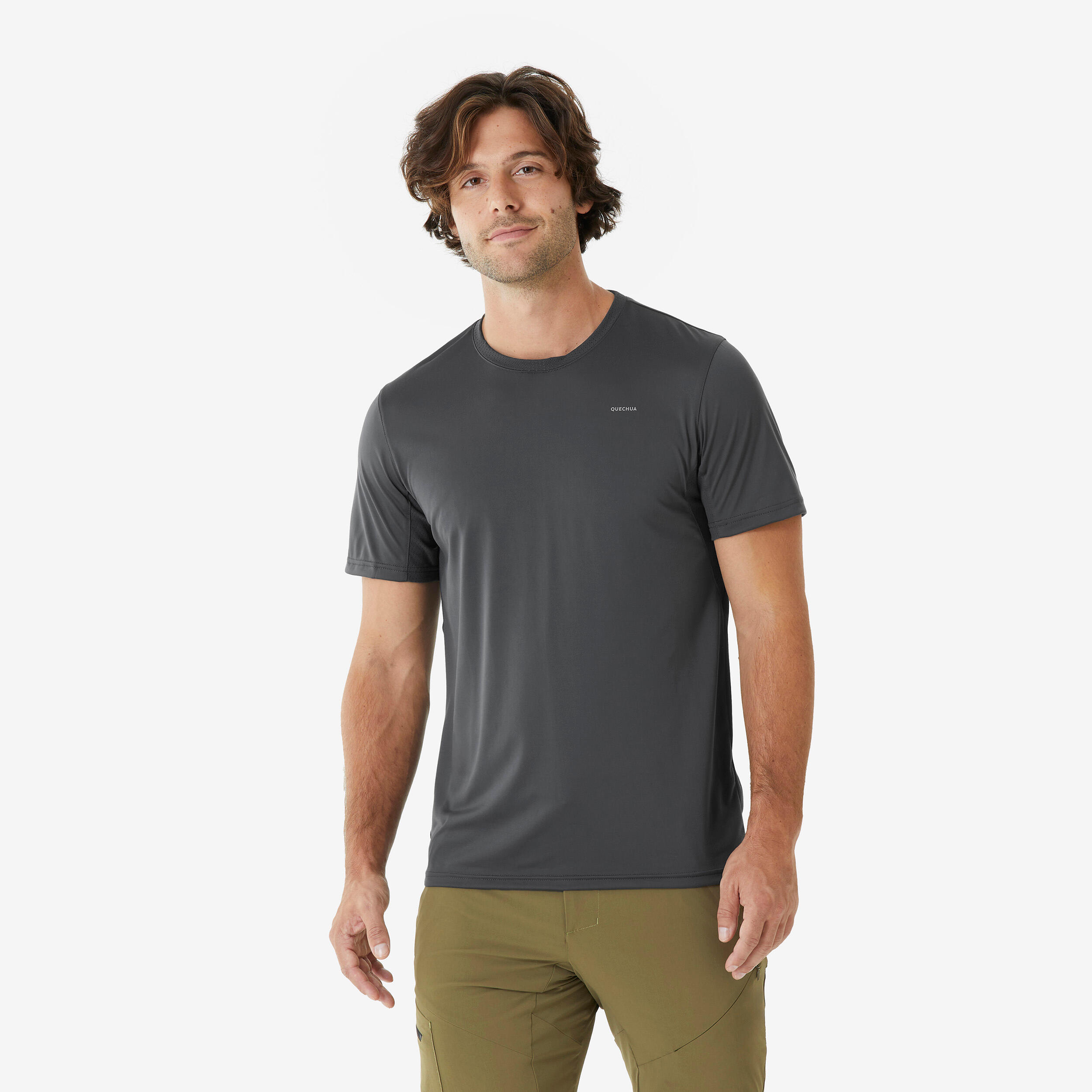 Men's mountain walking short-sleeved T-Shirt - MH100
