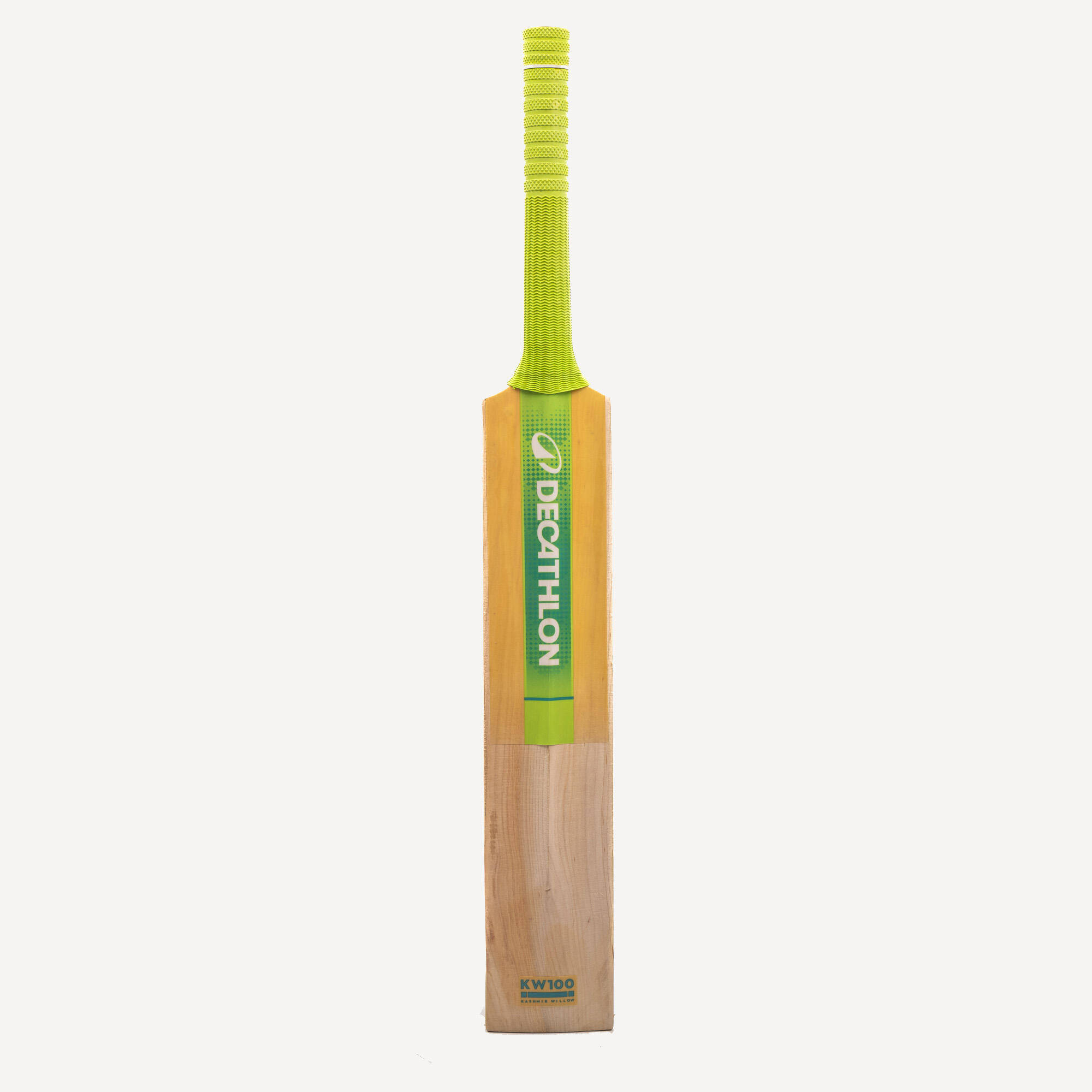 Kids Kashmir Willow Cricket Bat G2 Size 3 Lightweight Leather Ball Bat KW100 LM - Green -  1