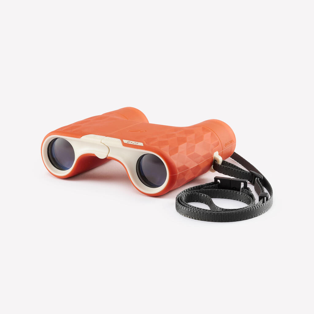 6x25 hiking binoculars without adjustment HIKE 100 - Orange