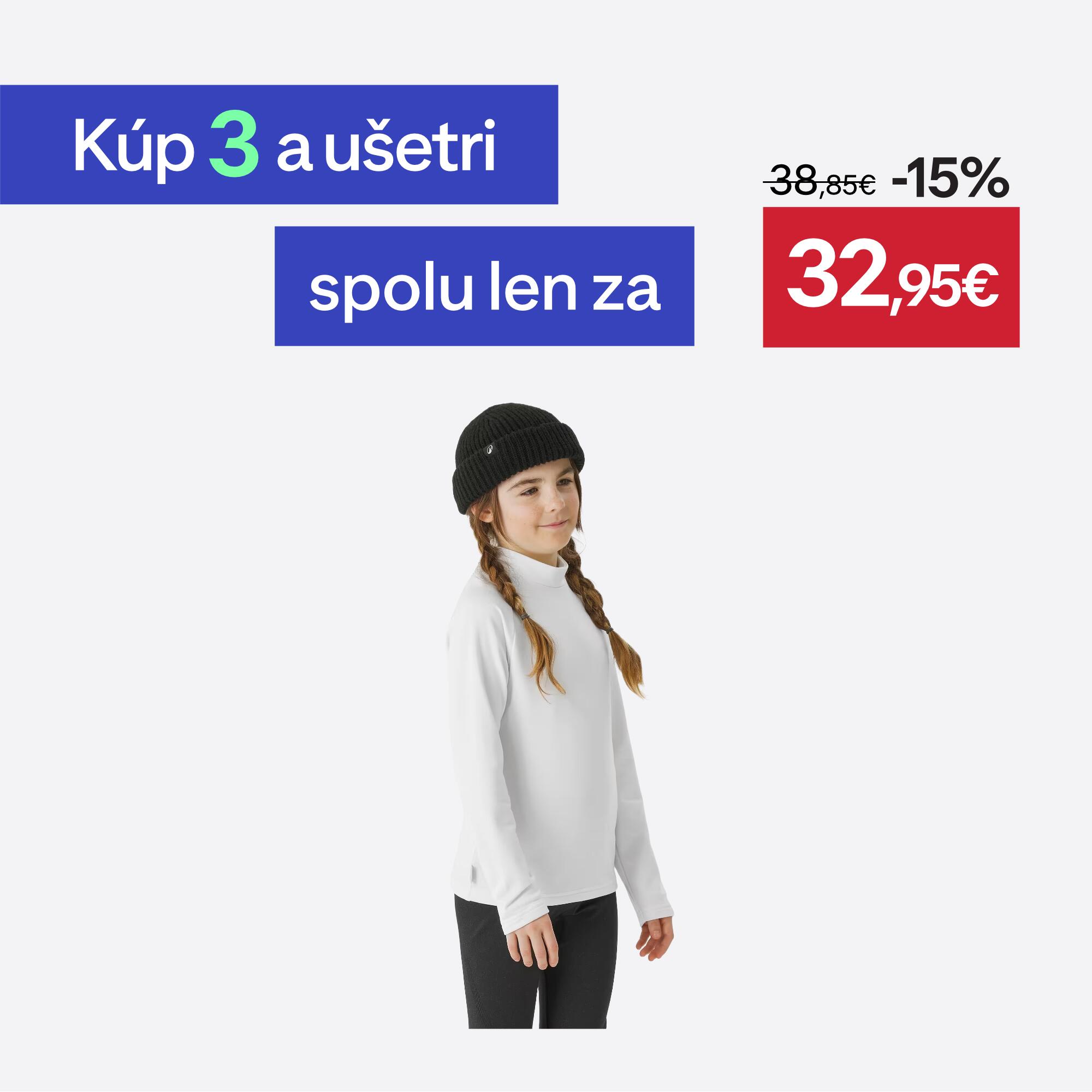 WEDZE Detská lyžiarska spodná termobielizeň BL 500 biela 6 rokov
