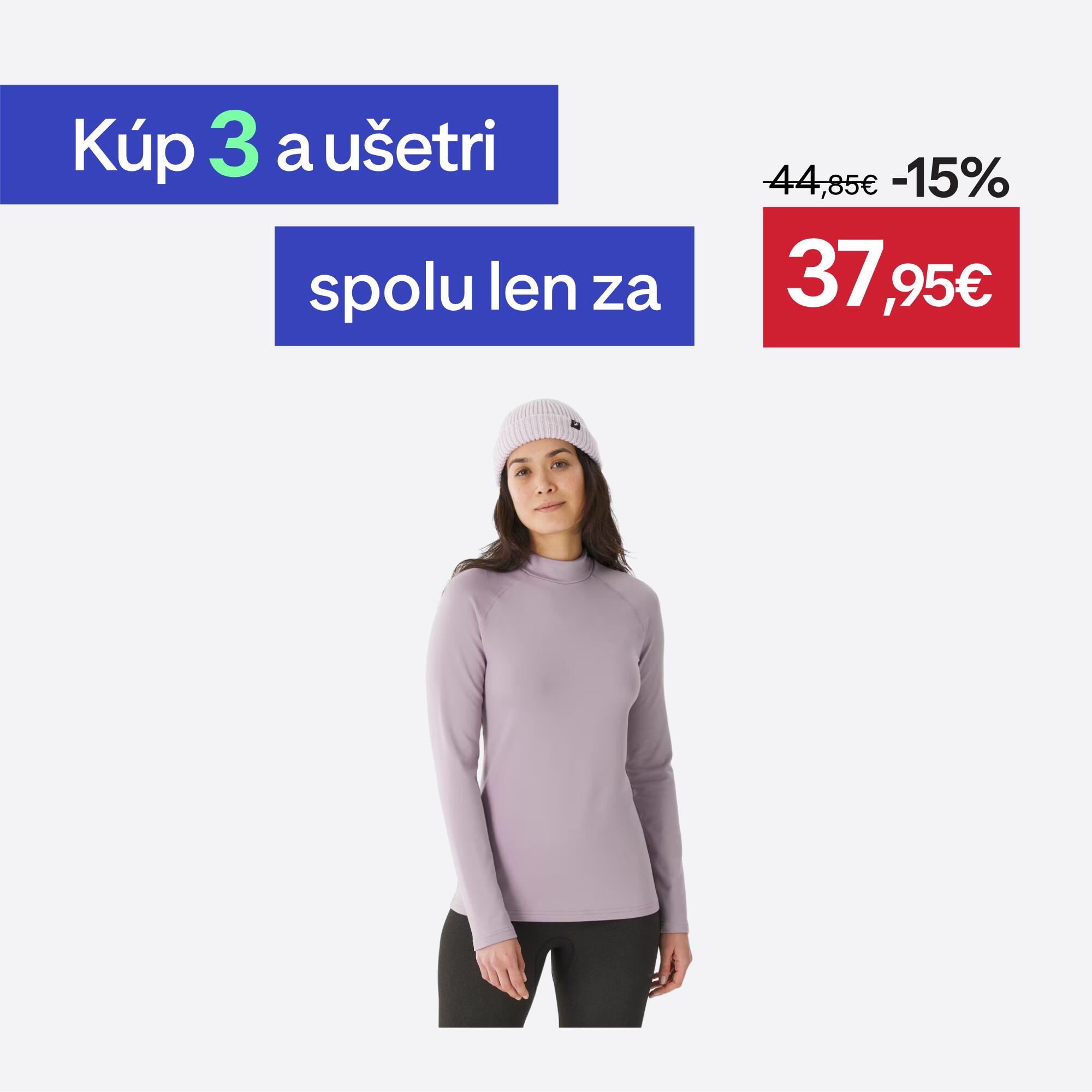 WEDZE Dámska lyžiarska spodná termobielizeň BL 500 hrejivá a priedušná svetlofialová S