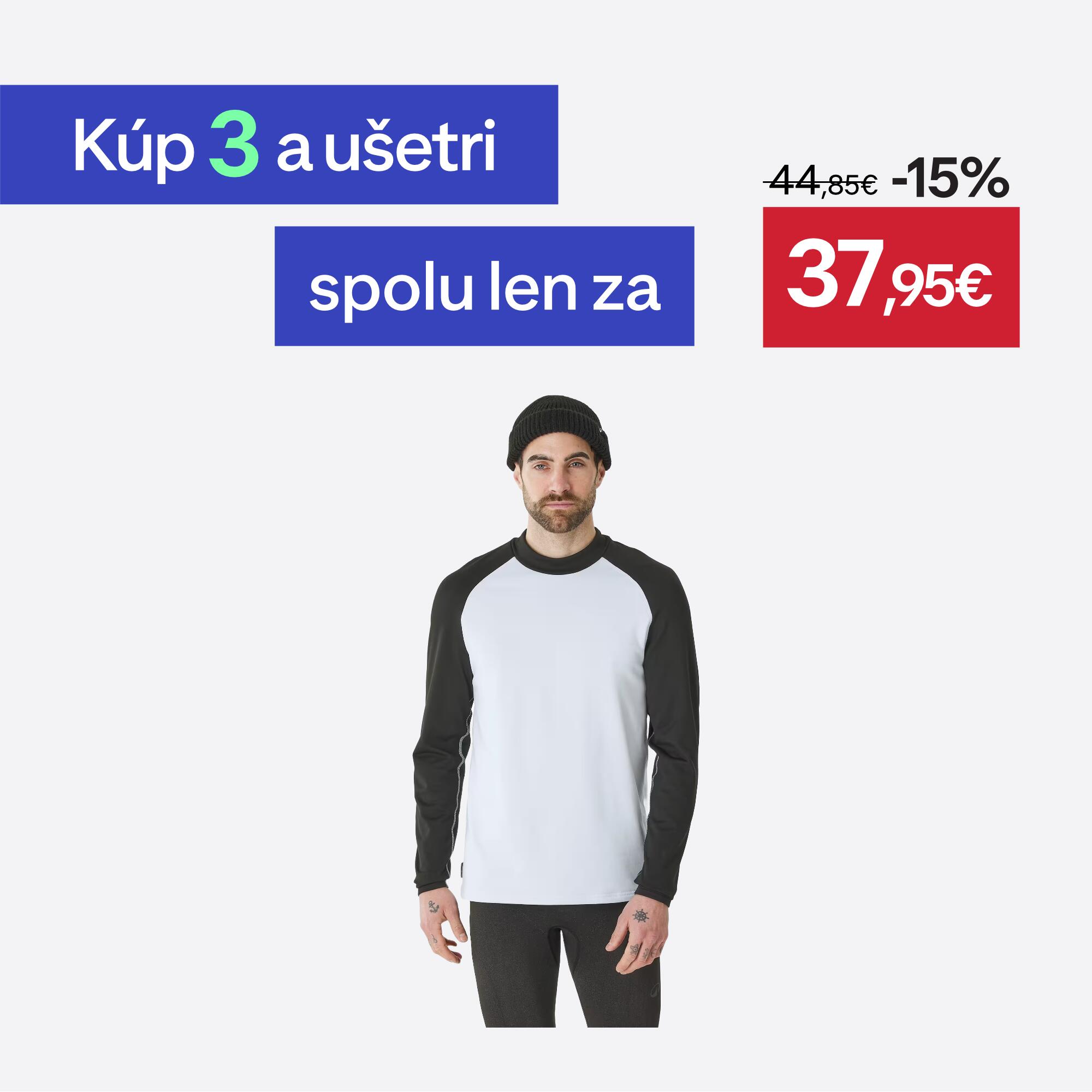 WEDZE Pánska lyžiarska spodná termobielizeň BL 500 hrejivá a priedušná čierno-biela XS