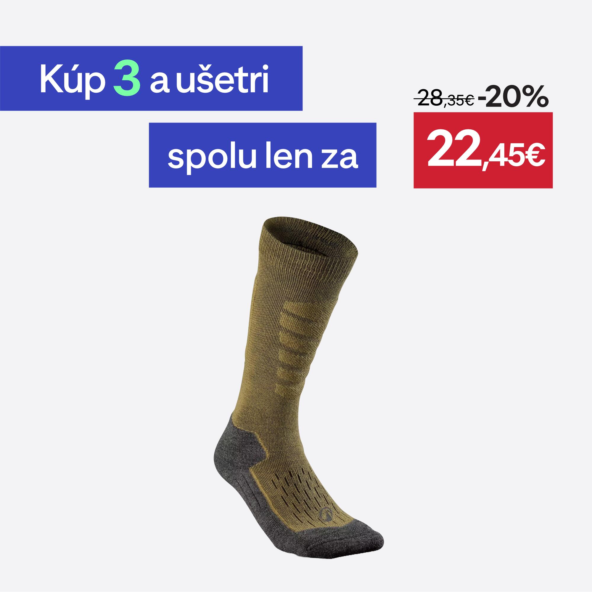 WEDZE Lyžiarske hrejivé pohodlné ponožky 500 kaki 35-38