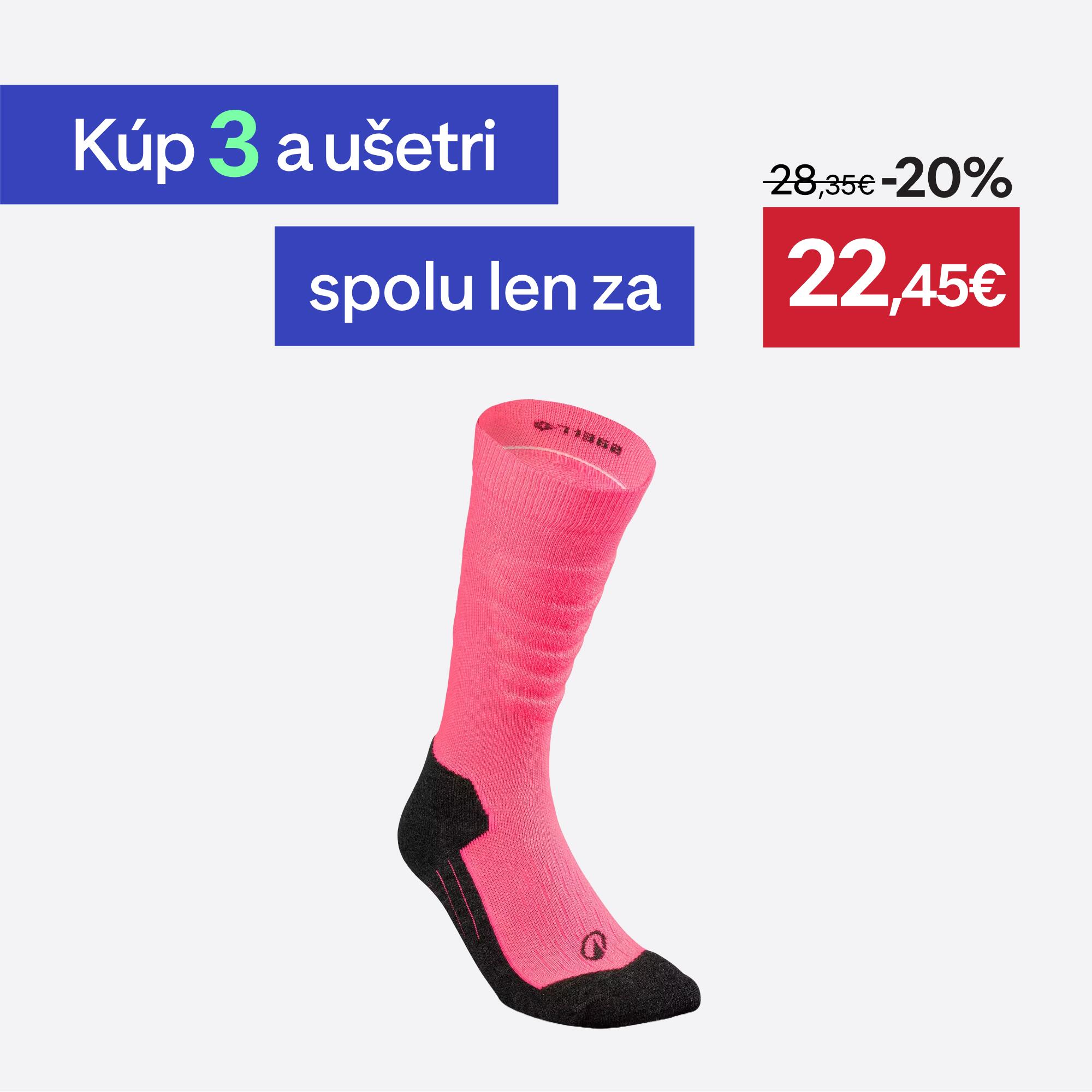 WEDZE Lyžiarske hrejivé pohodlné ponožky 500 ružové 35-38