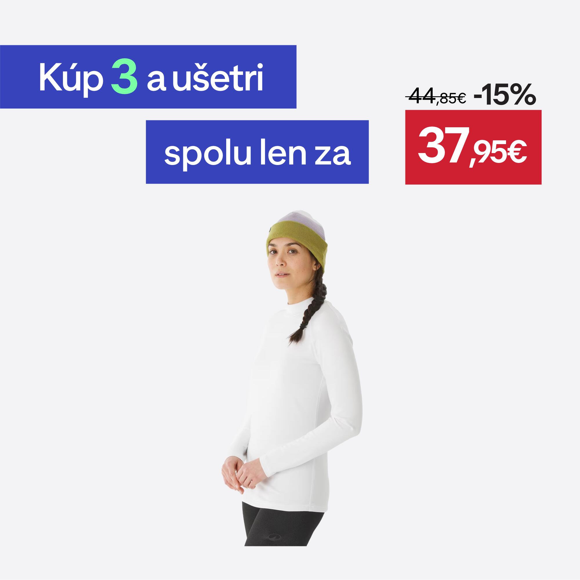 WEDZE Dámske lyžiarske spodné termotričko BL 500 hrejivé a priedušné biele M