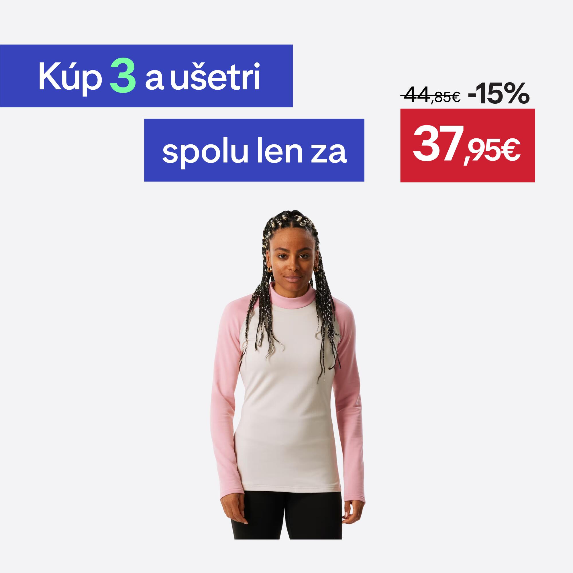 WEDZE Dámske lyžiarske spodné termotričko BL 500 béžovo-ružové 2XL