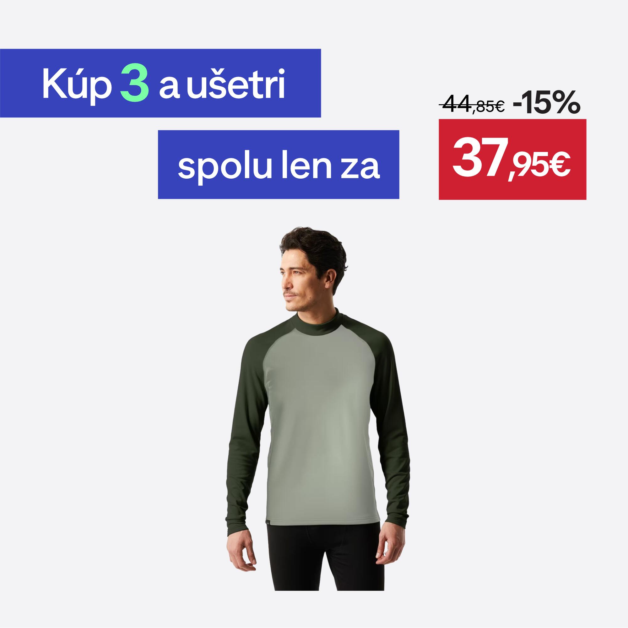 WEDZE Pánske lyžiarske termotričko BL500 hrejivé a priedušné tmavo a svetlozelené S