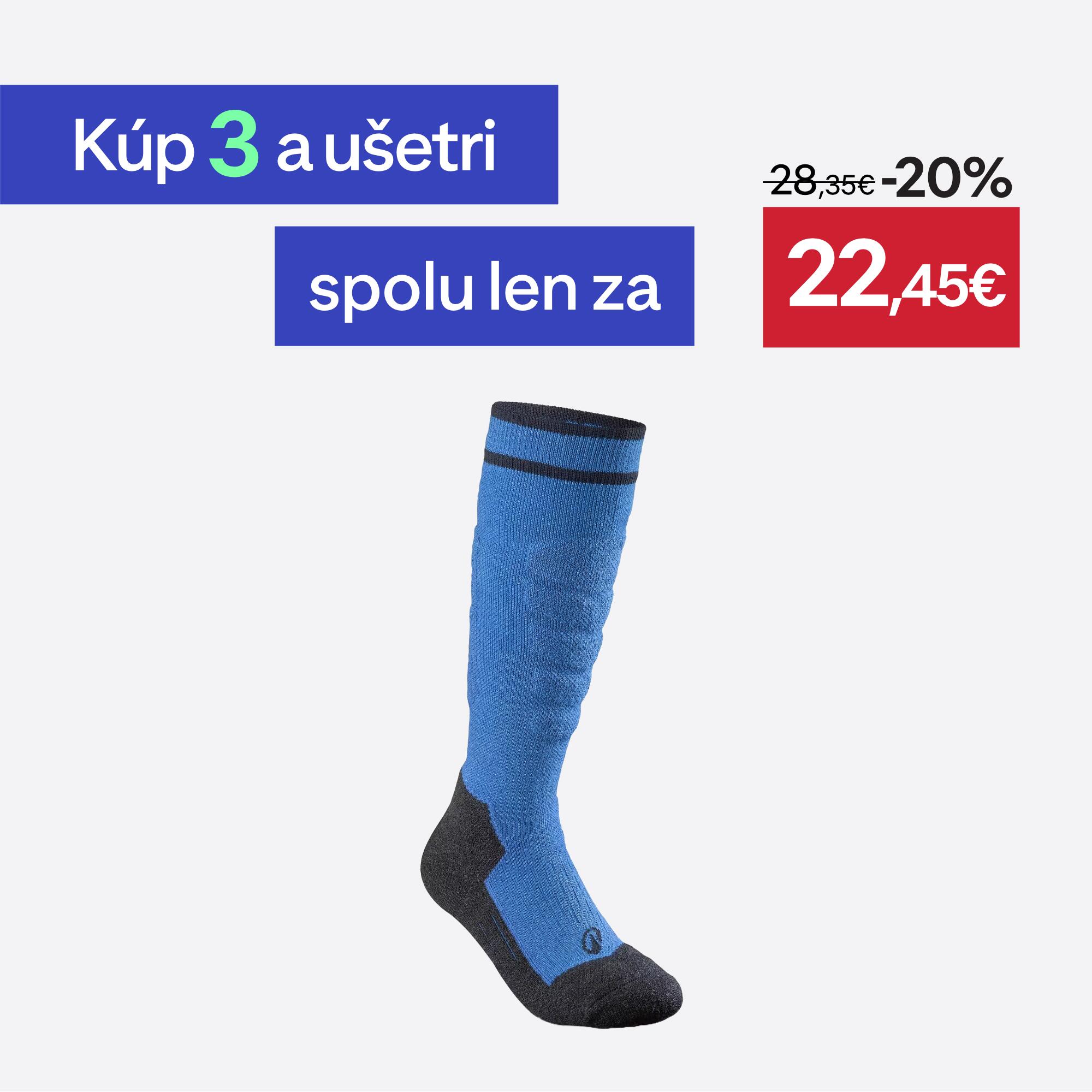 WEDZE Detské lyžiarske hrejivé pohodlné ponožky 500 modré 27-30