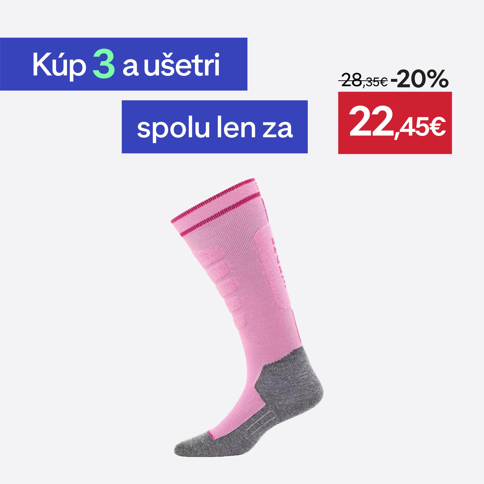 WEDZE Detské hrejivé lyžiarske ponožky 500 ružové 27-30