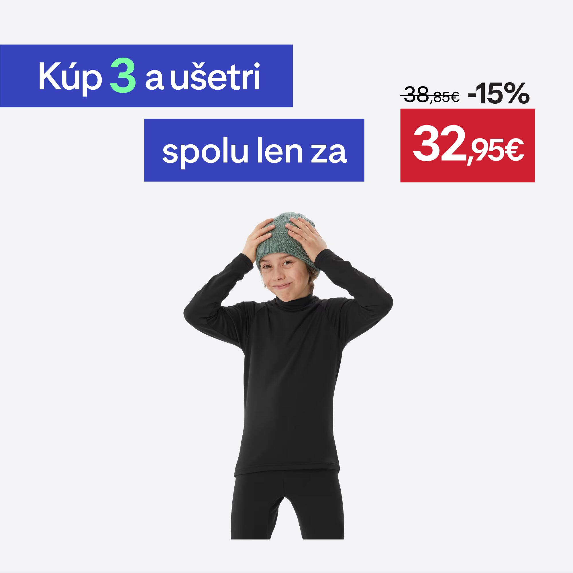 WEDZE Detské lyžiarske termotričko BL 500 čierne 6 rokov