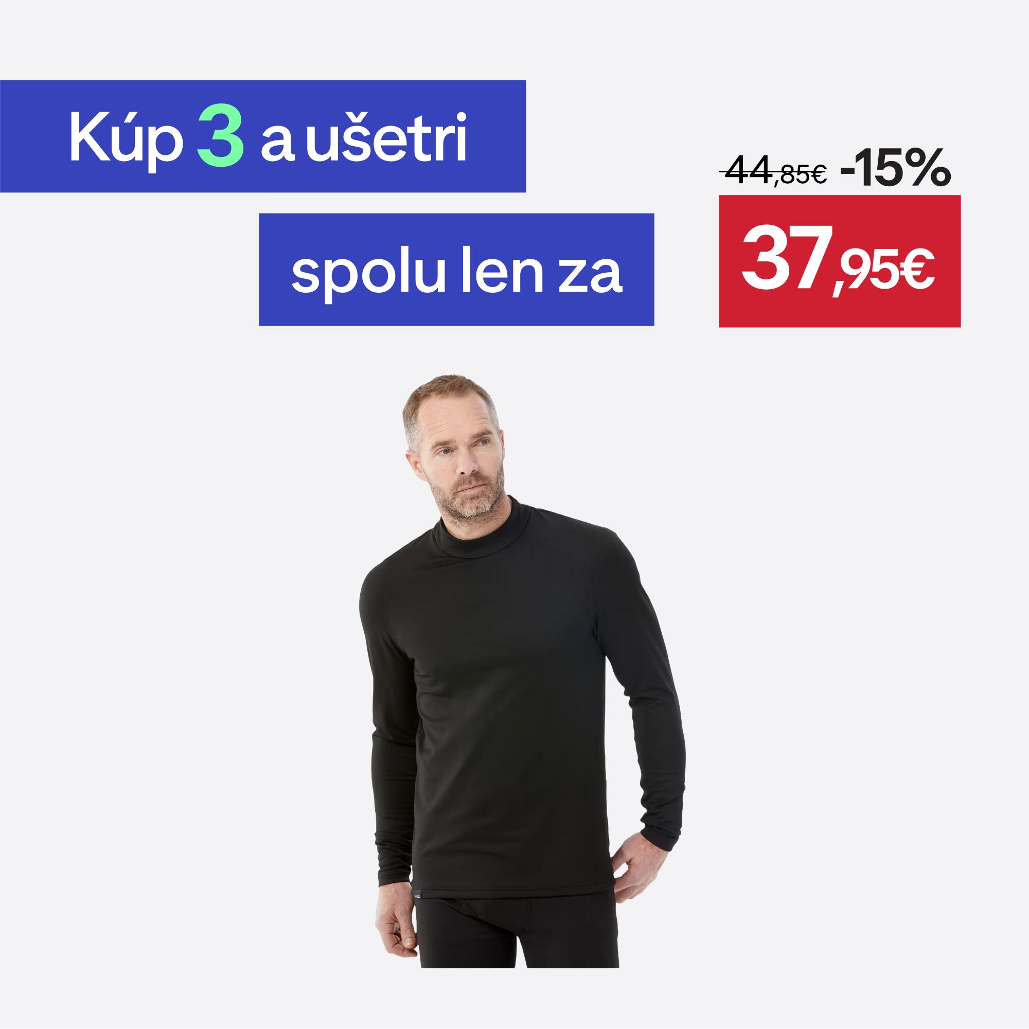 WEDZE Pánske lyžiarske spodné termotričko BL 500 hrejivé a priedušné čierne XL