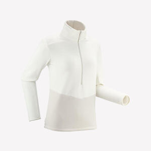 Forro polar senderismo mujer - MH500 1/2 cremallera blanco