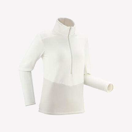 Polaire de randonnée montagne femme MH500 demi zip vert