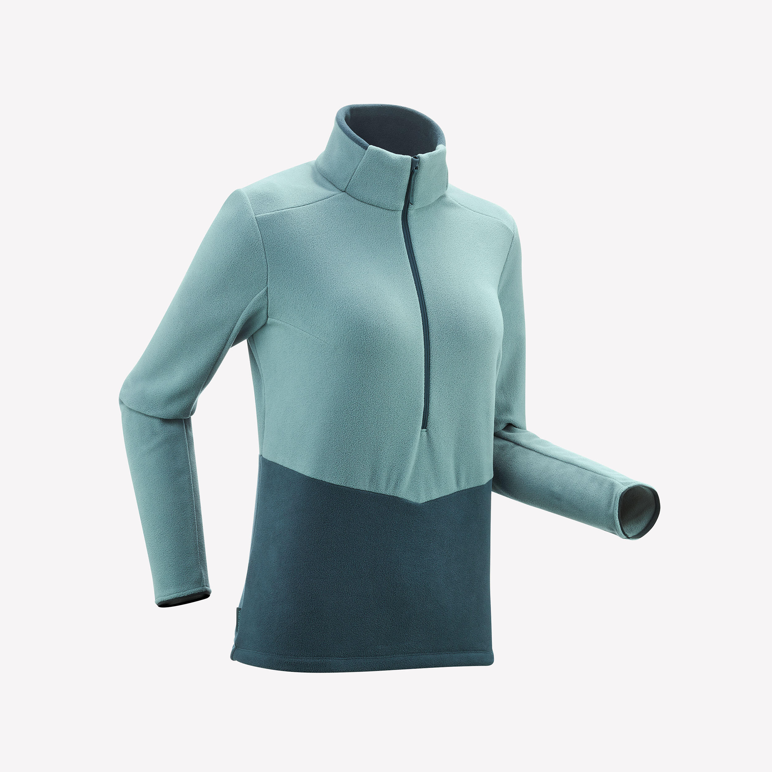 Polaire de randonnée montagne femme MH500 demi zip vert