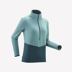 Polaire de randonnée montagne femme MH500 demi zip vert