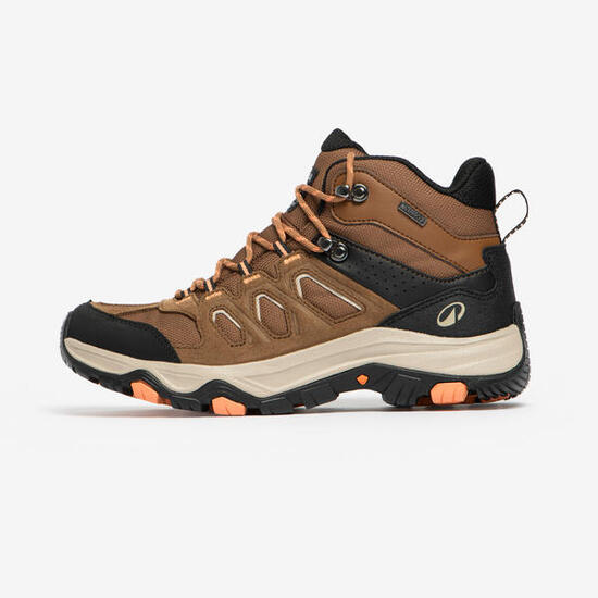 Chaussures de randonnée hautes imperméables femme, MH500 marron