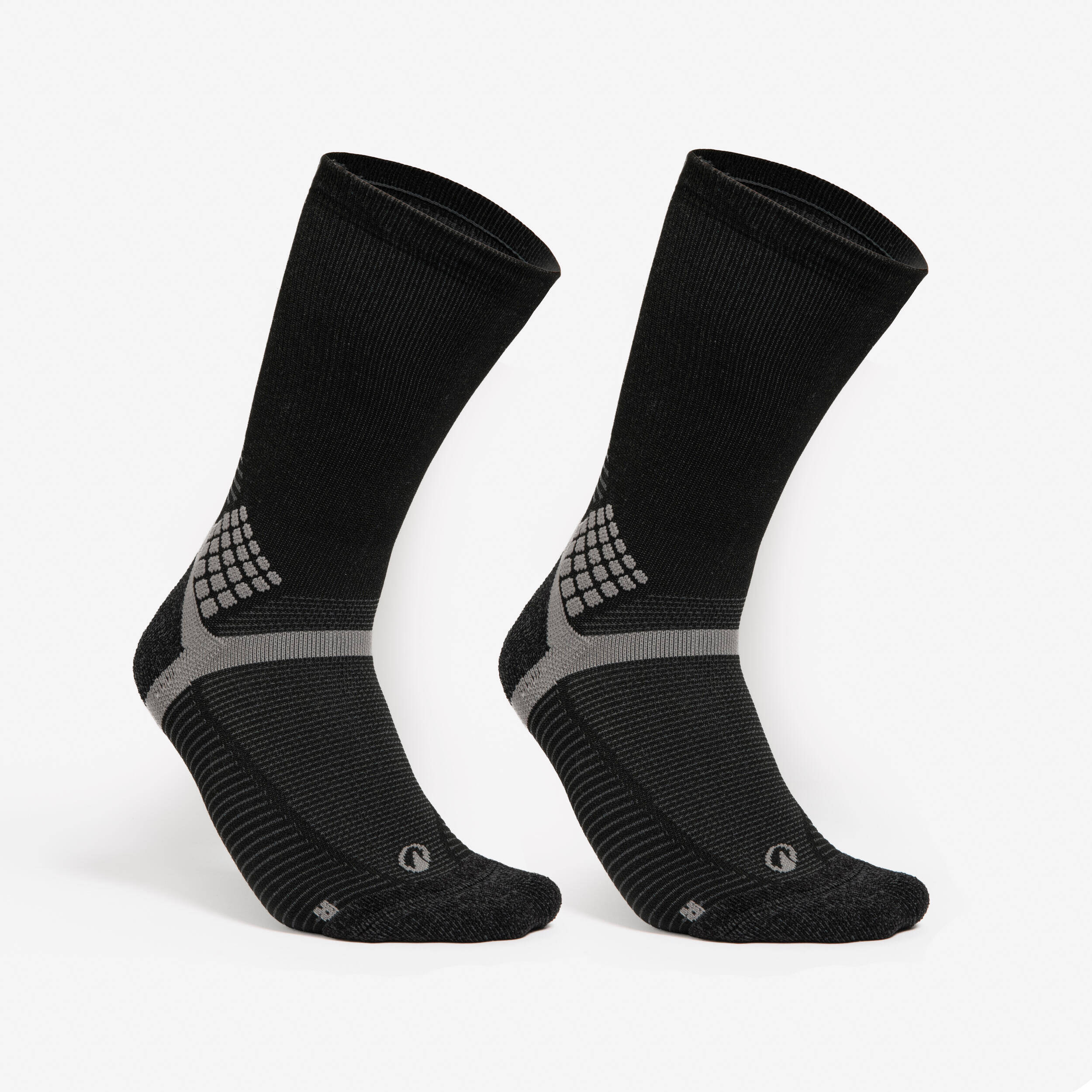 Adult high hiking socks (2 pairs) Hike 500 - Black -  1