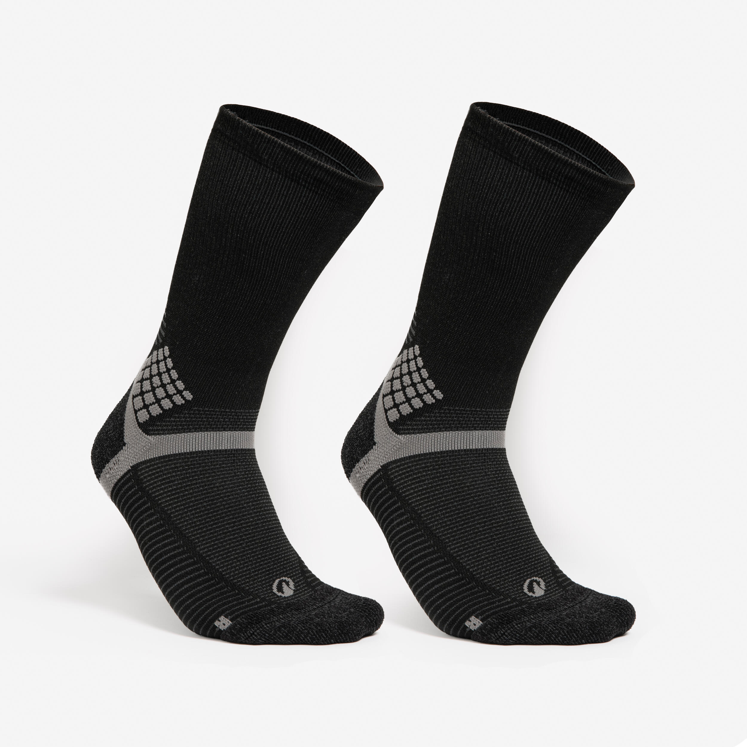 Adult high hiking socks (2 pairs) Hike 500 - Black