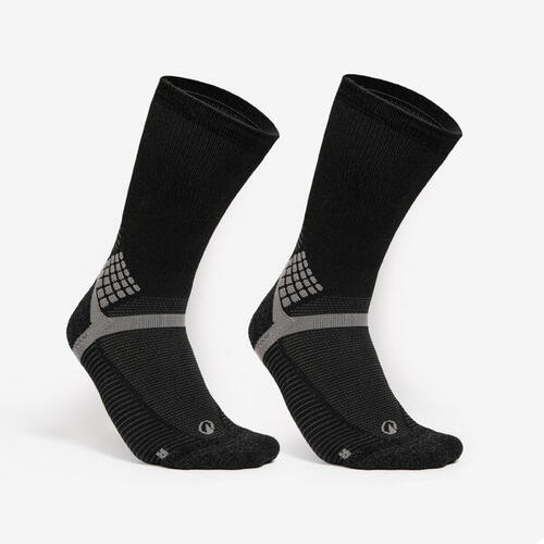 Chaussettes de randonnée hautes (2 paires) adulte, Hike 500 noir