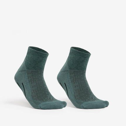 Chaussettes de randonnée mid (2 paires) adulte, Hike 100 vert