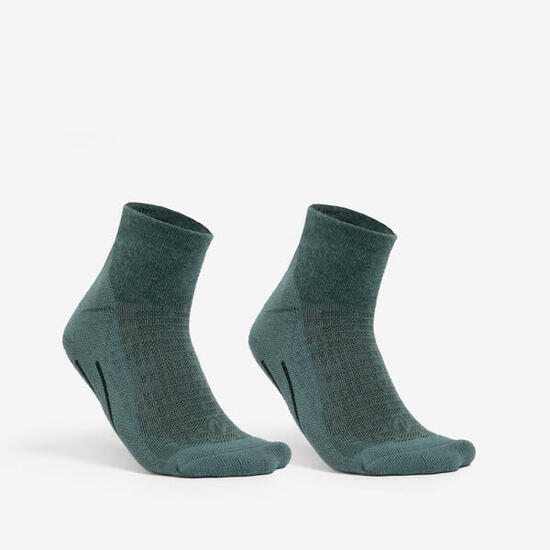Chaussettes de randonnée mid (2 paires) adulte, Hike 100 vert