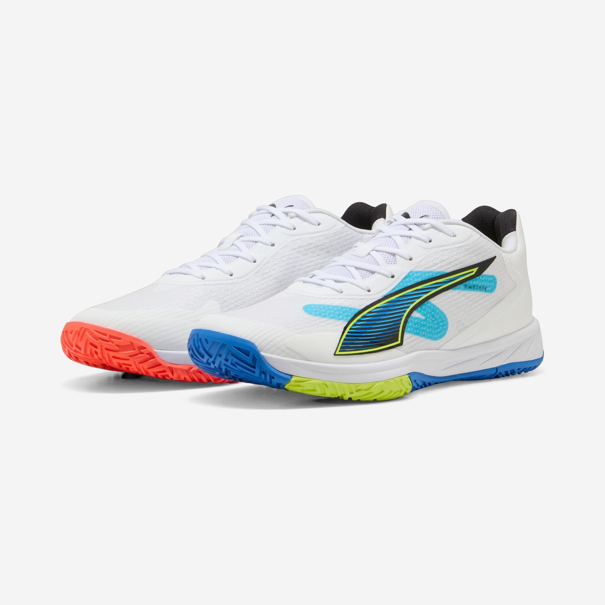 Handballschuhe für Erwachsene – Puma Accelerate 4 Turbo weiss/blau/gelb/rot 2/6