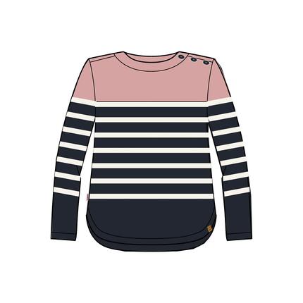 Pull marin tricoté femme, 100 bleu marine rose