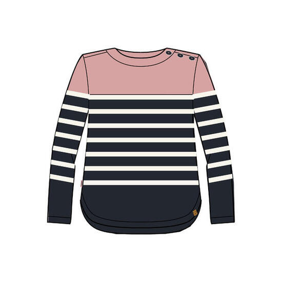 Pull marin tricoté femme, 100 bleu marine rose