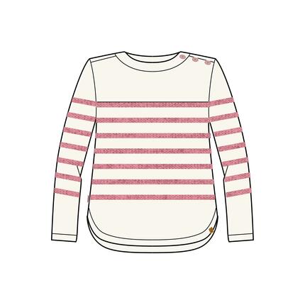 Pull marin tricoté femme, 100 bleu marine rose