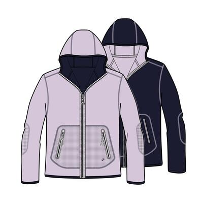 Giacca vela bambino SAILING 500 pile reversibile grigio-giallo fluo