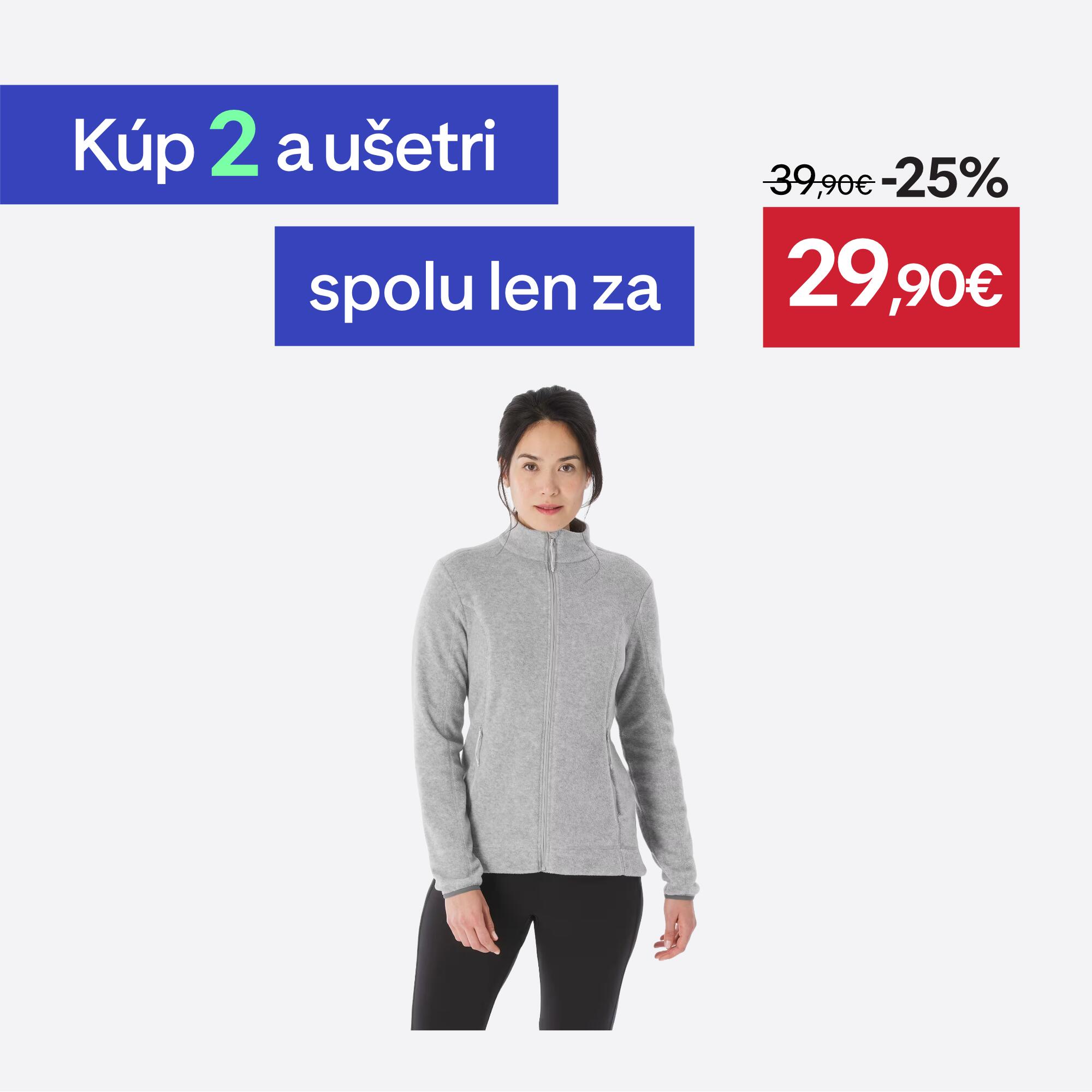 QUECHUA Dámska fleecová turistická mikina MH100 sivá S