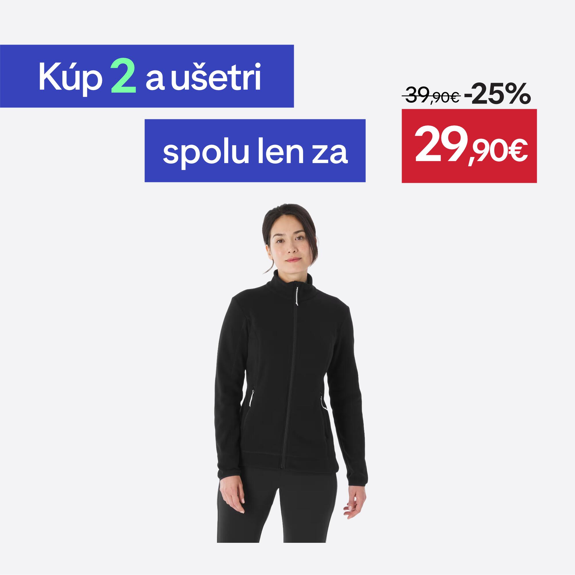 QUECHUA Dámska fleecová turistická mikina MH100 čierna 2XL