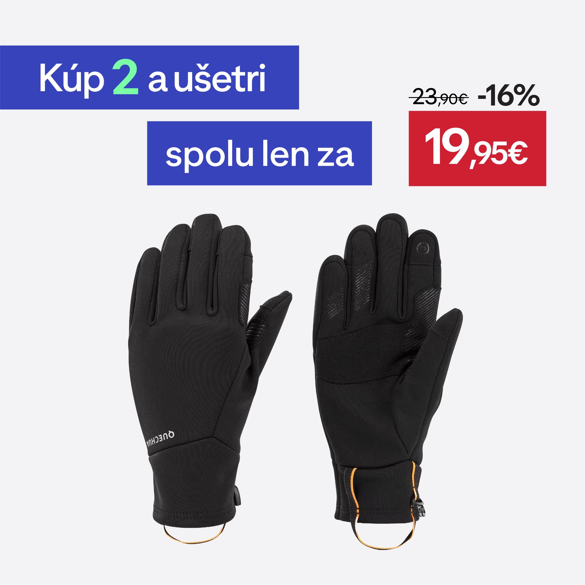 QUECHUA Detské dotykové rukavice HIKE500 6-14 r. čierne 10 rokov