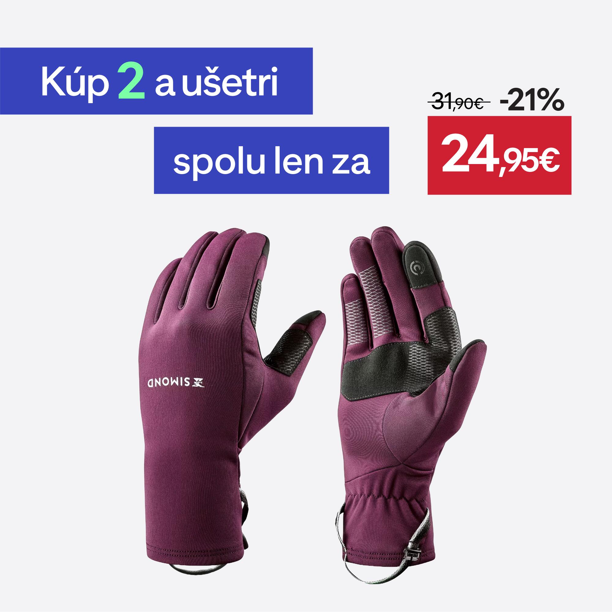Luvas táteis e extensíveis de trekking adulto, MT500 violeta 7/26
