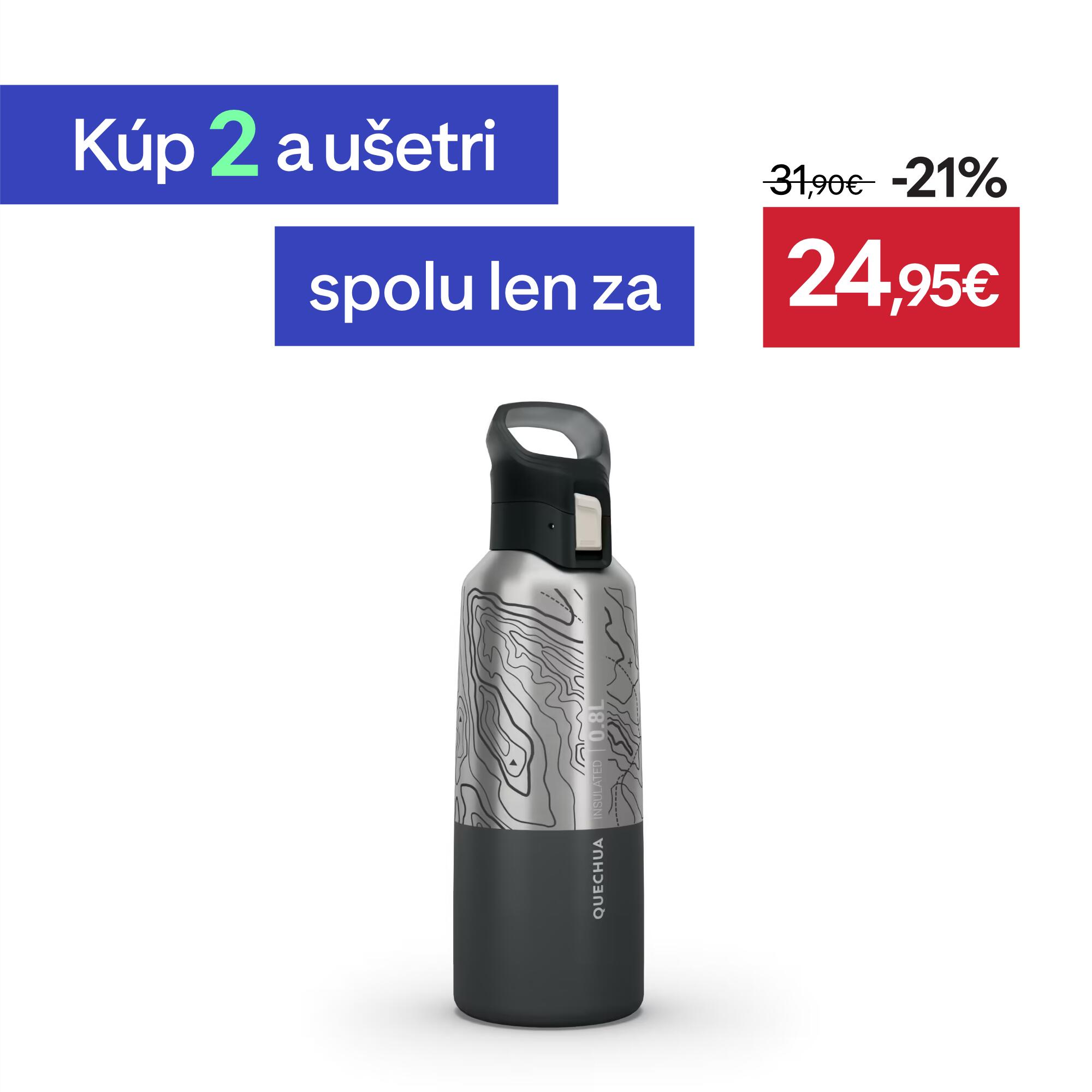QUECHUA Antikorová termofľaša 900 0,8 l čiernosivá QUECHUA Antikorová termofľaša 900 0,8 l čiernosivá