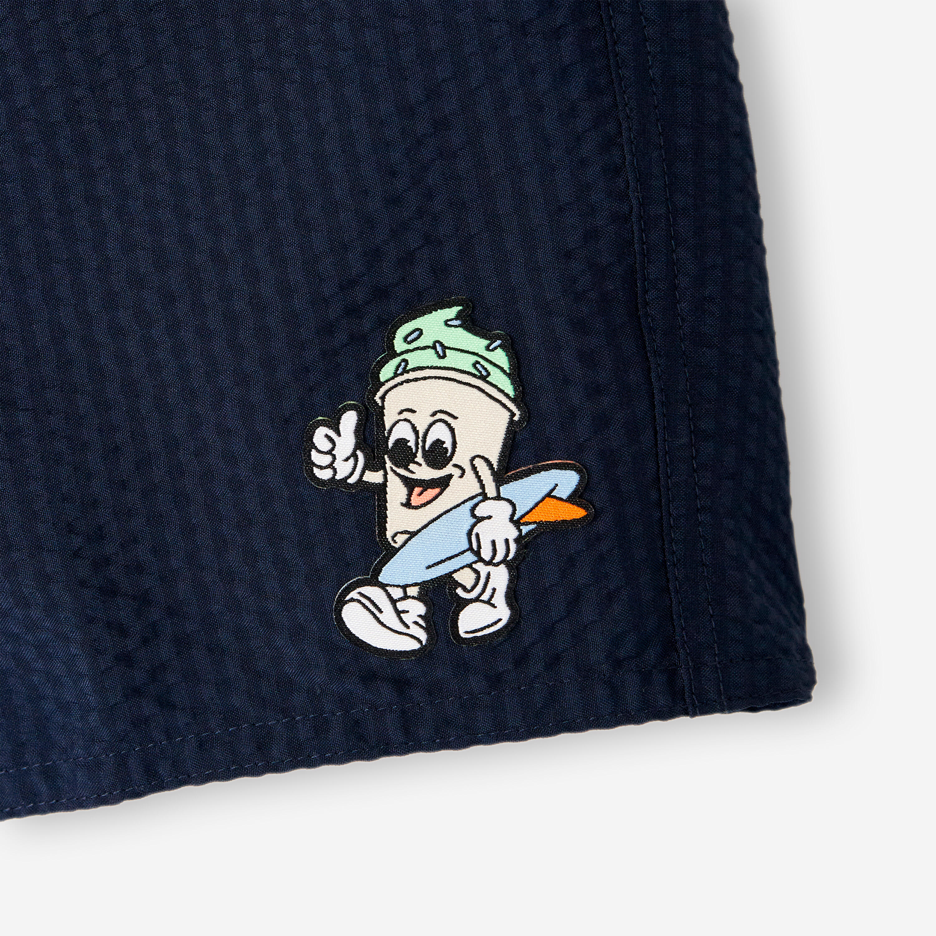 Short de bain surf enfant, 100 texturé bleu marine 8/8
