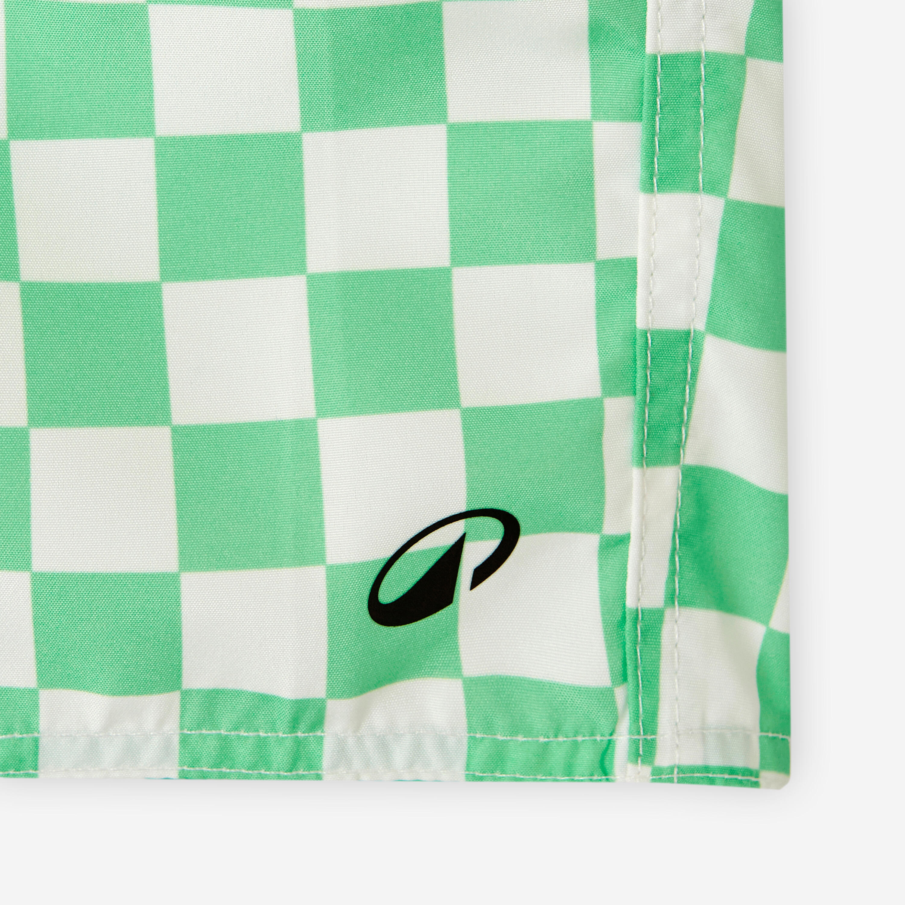 Short de bain surf enfant, 100 Carreaux vert 8/9