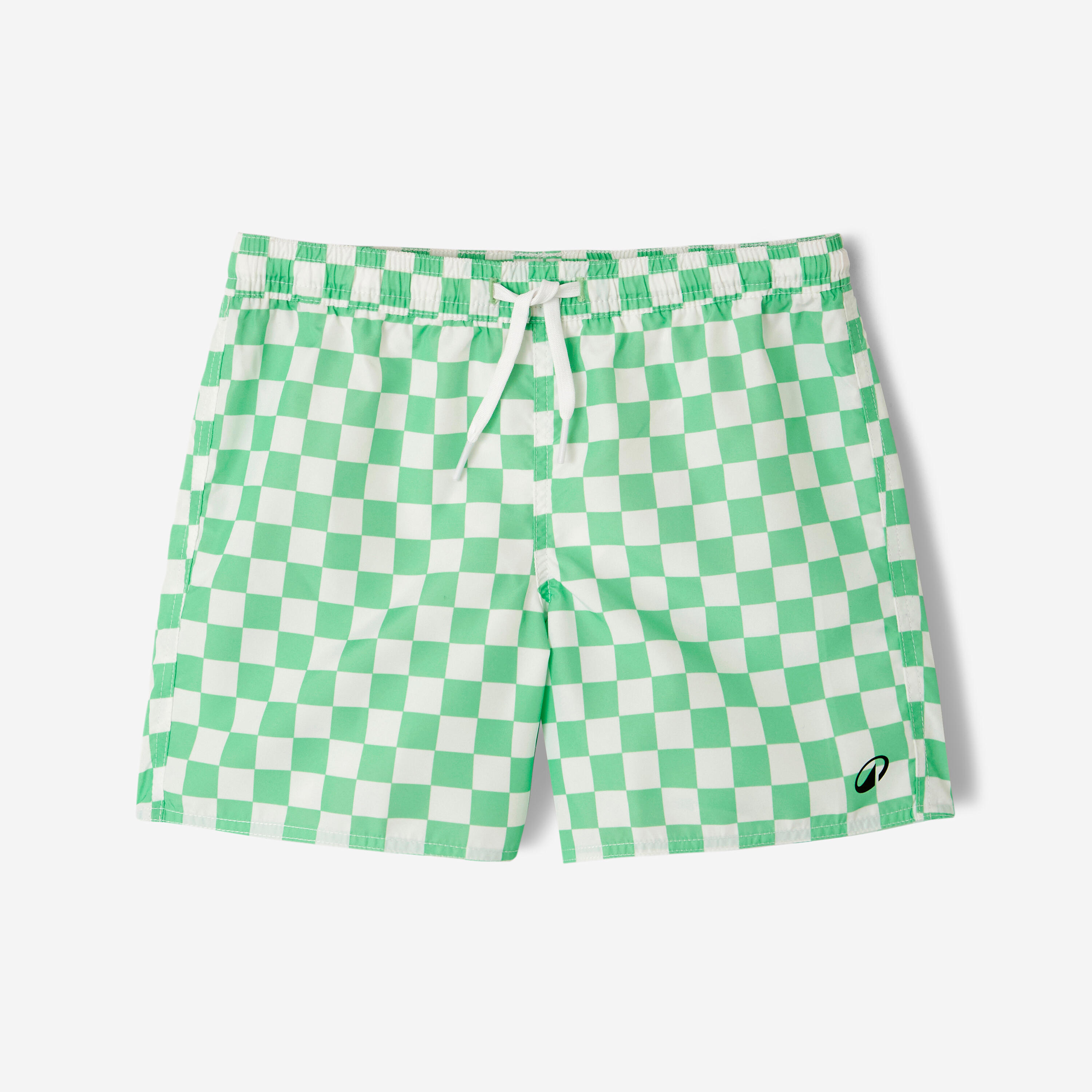Short de bain surf enfant, 100 Carreaux vert 6/9