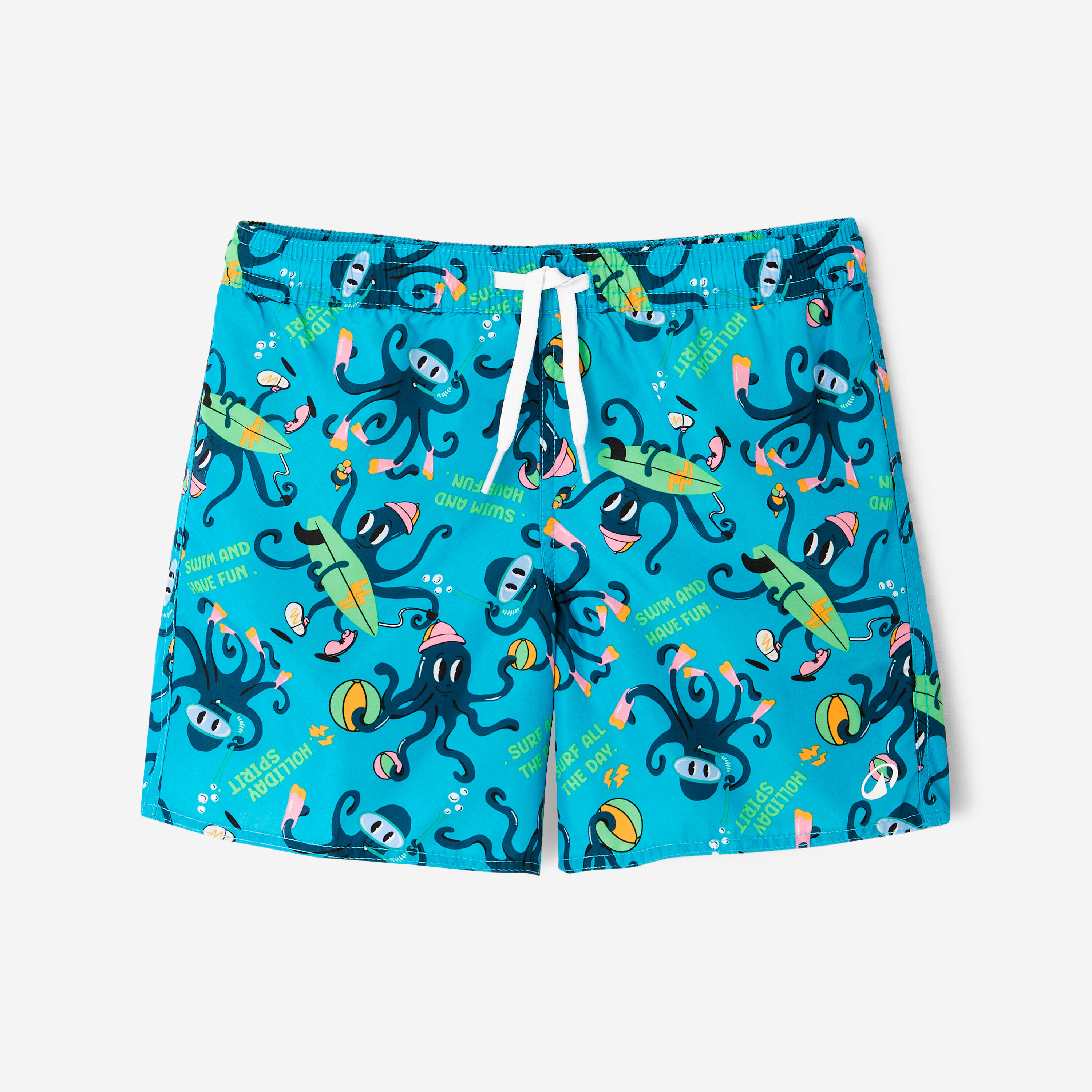 Short de bain surf enfant, 100 Fun turquoise 6/9