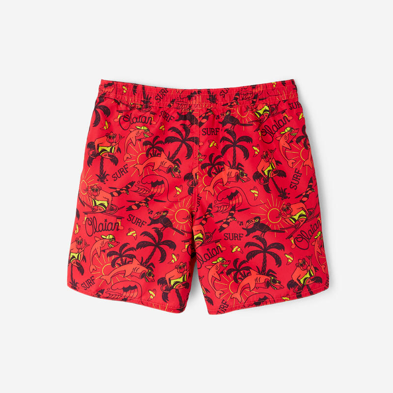 Şort de baie 100 Happysurf Roșu Băieți