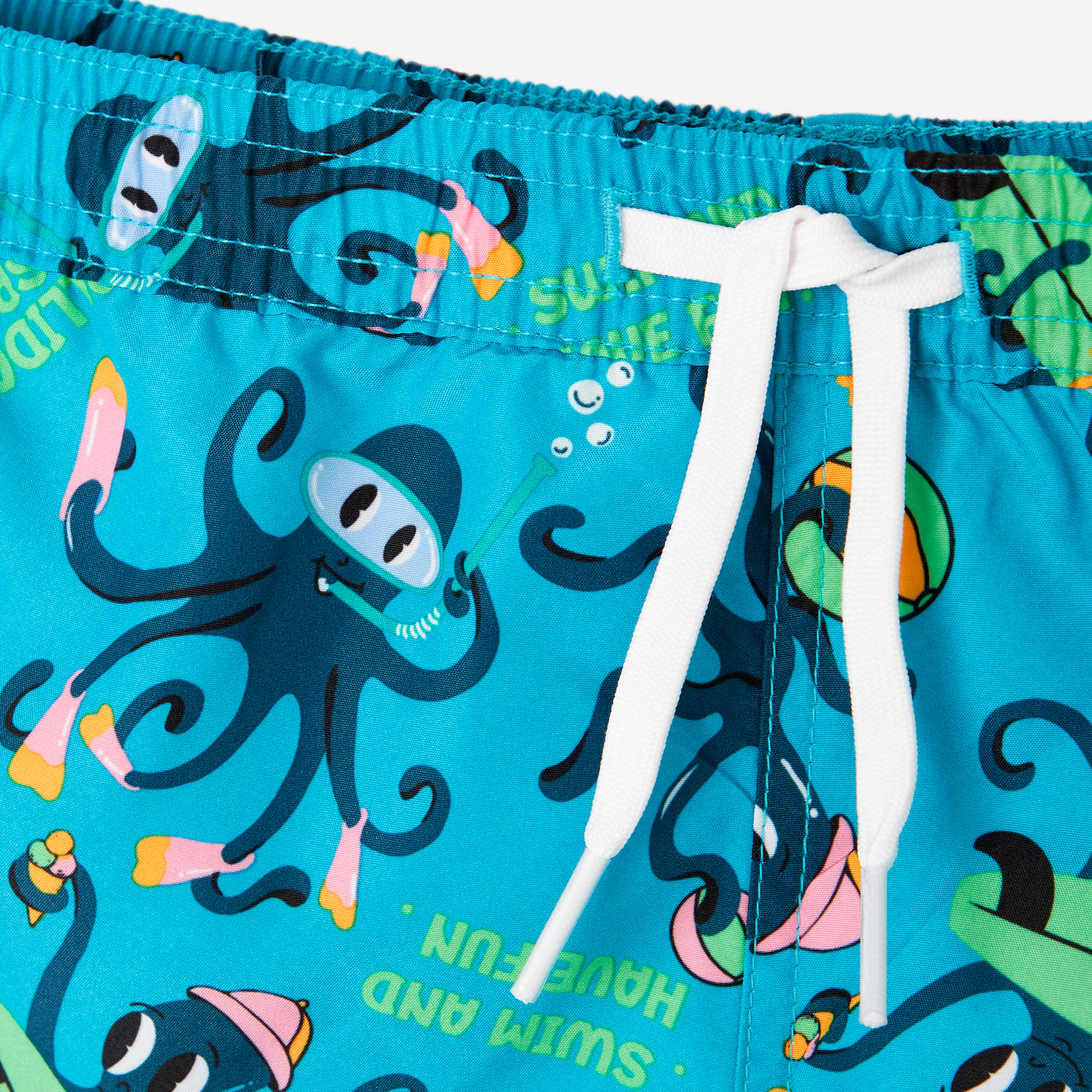 Short de bain surf enfant, 100 Fun turquoise 8/9