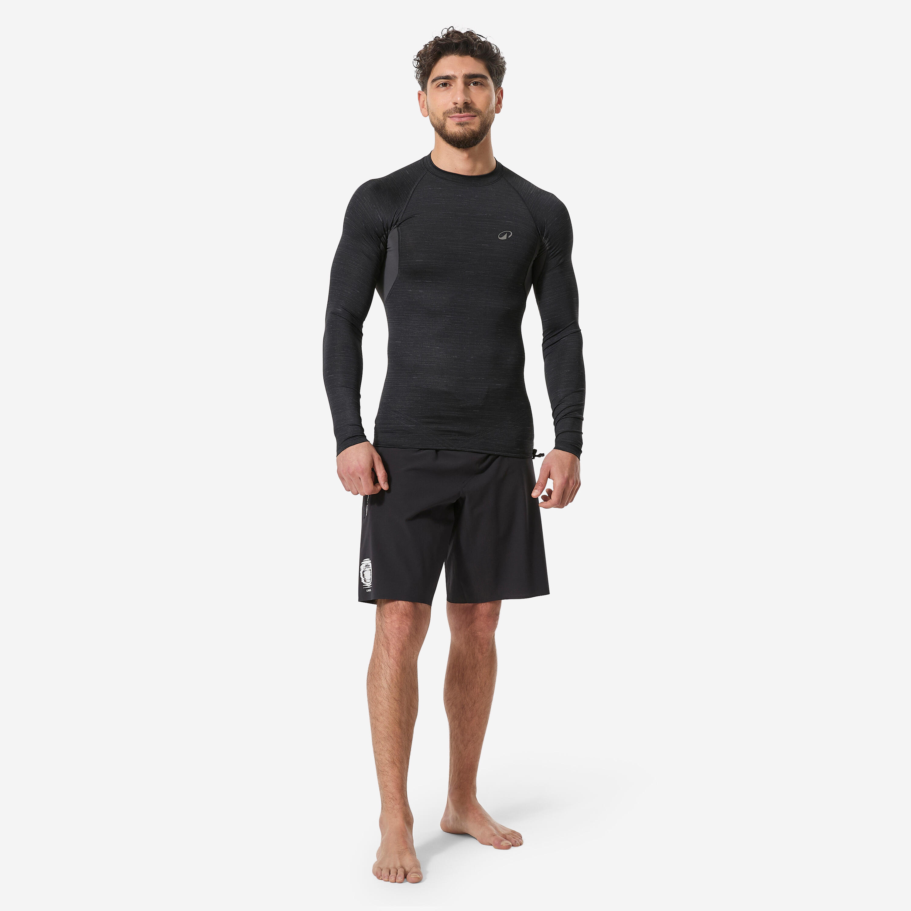 Men's Surfing Long Sleeve UV Protection Top T-Shirt 900 - Black