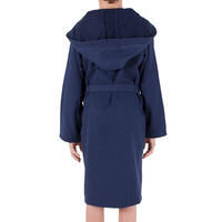 Junior lightweight cotton bathrobe with hood and belt - Dark Blue