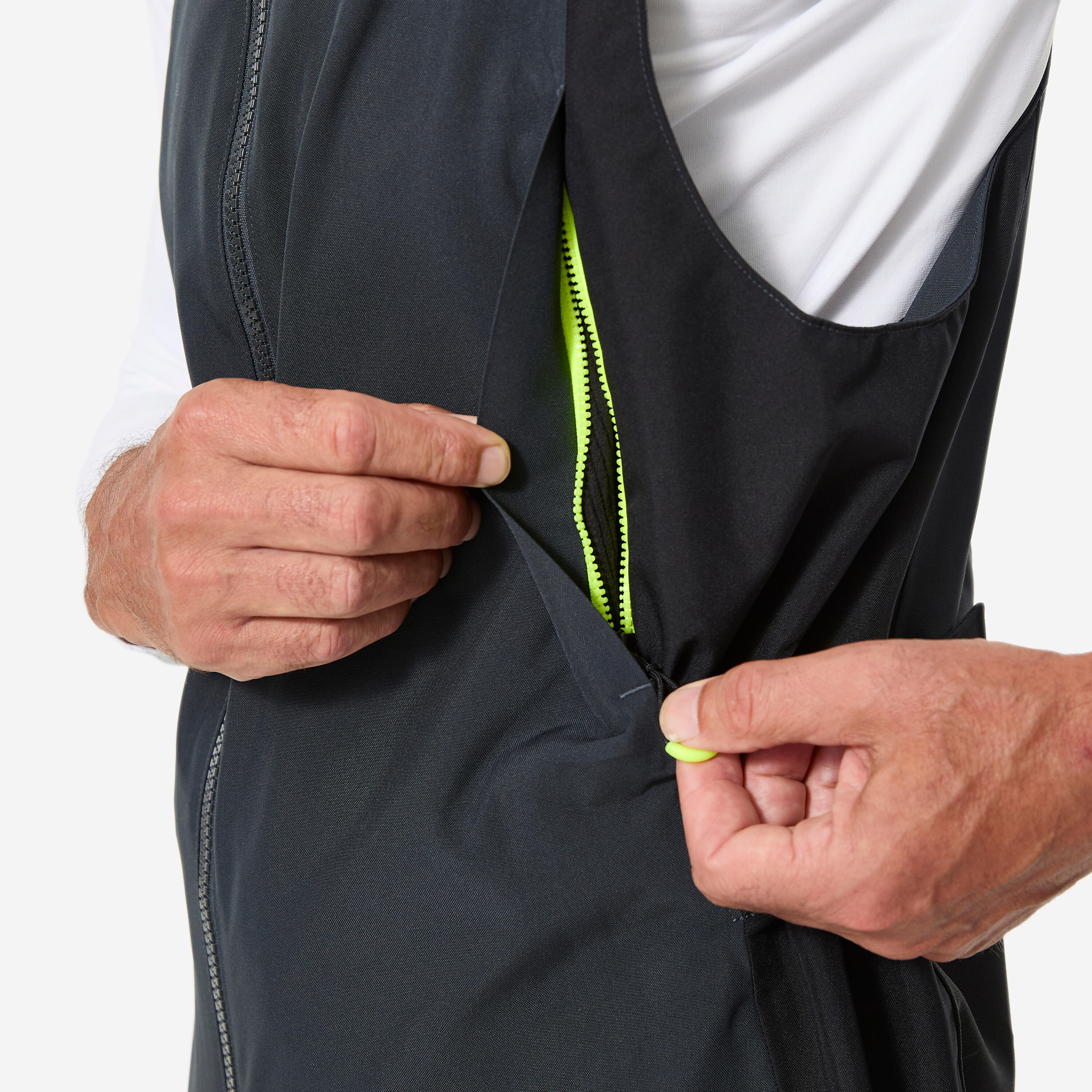 Salopette quarto vela uomo 500 grigio-giallo fluo 4/12