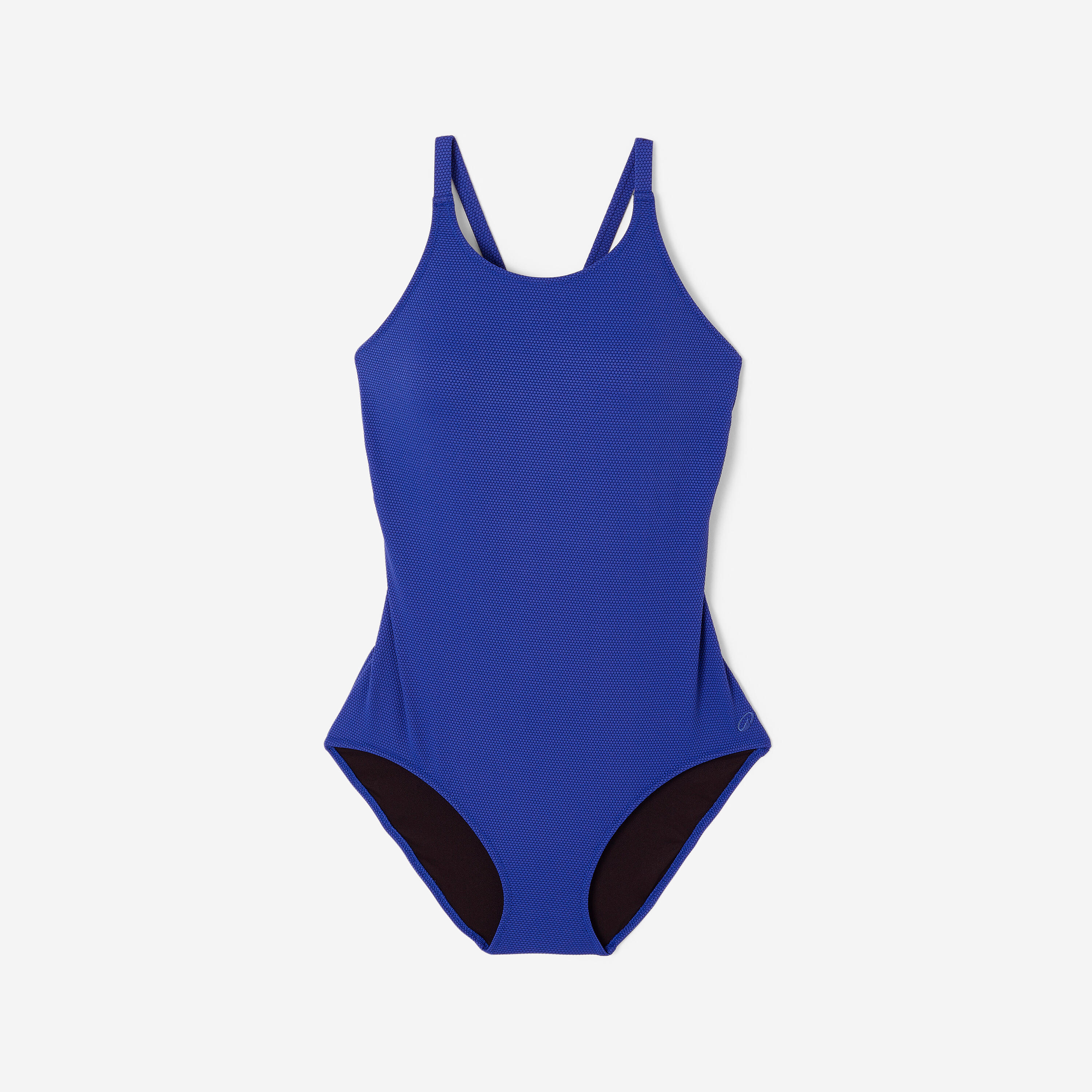Maillot de bain 1 pièce texturé natation encolure haute femme, Lila high bleu 8/8